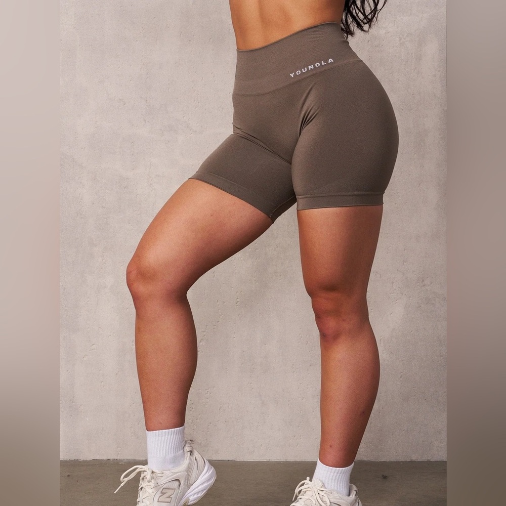 YoungLA Core Seamless Shorts in Deep Taupe (L)